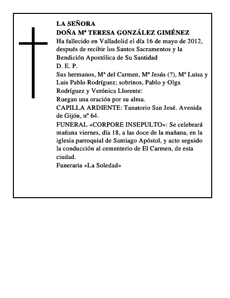Doña Mª Teresa González Giménez