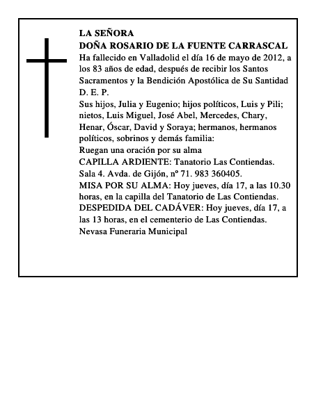 Doña Rosario de la Fuente Carrascal