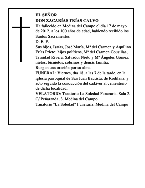 Don Zacarías Frías Calvo