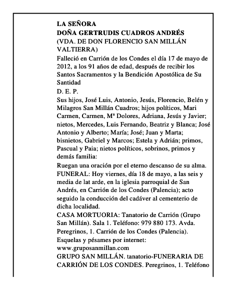 Doña Gertrudis Cuadros Andrés