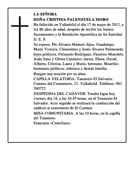 Doña Cristina Palenzuela Moro