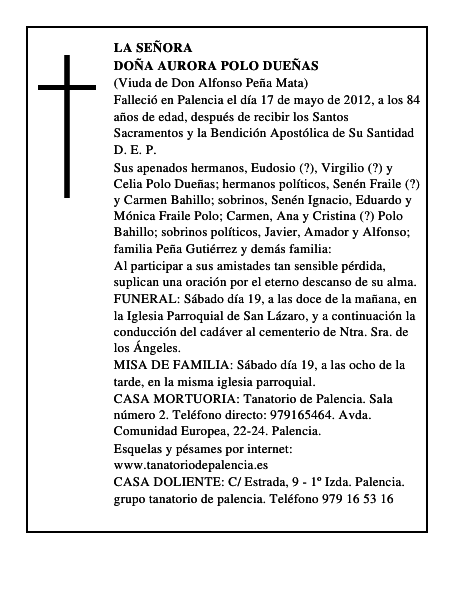 Doña Aurora Polo Dueñas