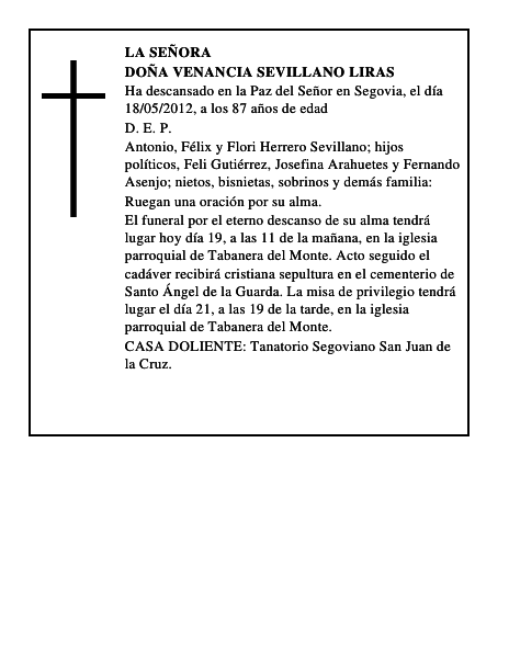 Doña Venancia Sevillano Liras