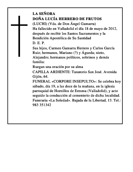 Doña Lucía Herrero de Frutos