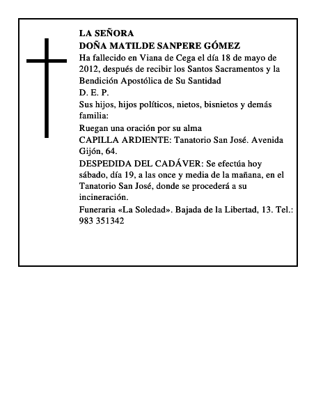 Doña Matilde Sanpere Gómez