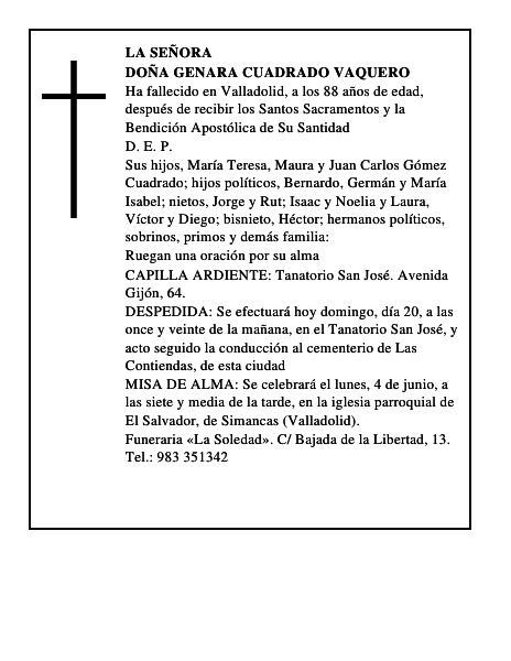 Doña Genara Cuadrado Vaquero