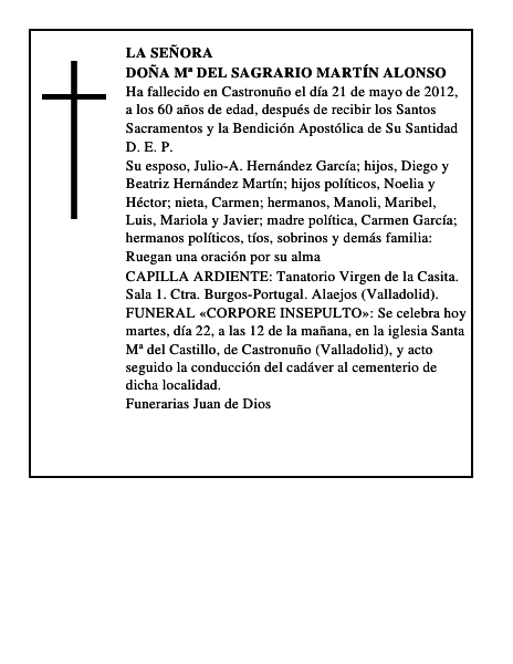 Doña Mª del Sagrario Martín Alonso