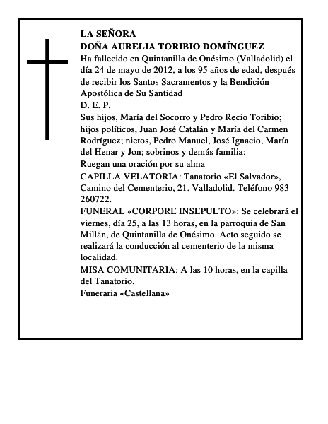 Doña Aurelia Toribio Domínguez