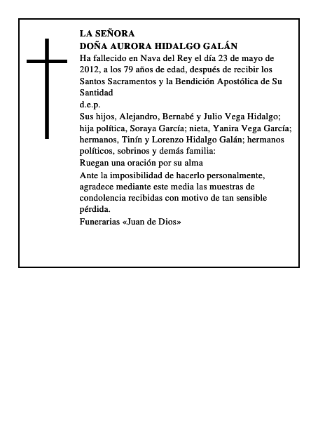 Doña Aurora Hidalgo Galán
