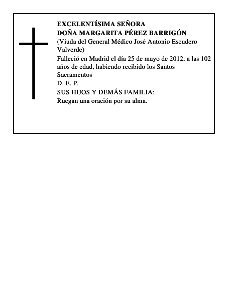 Doña Margarita Pérez Barrigón