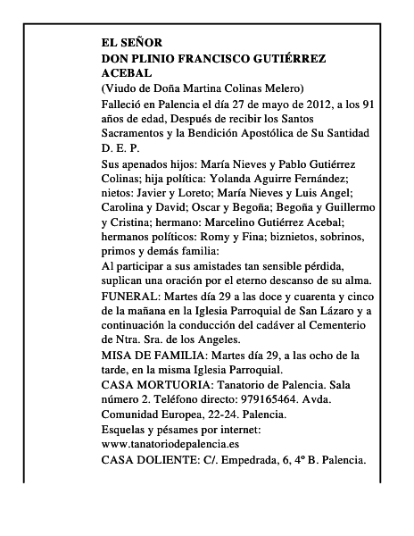 Don Plinio Francisco Gutiérrez Acebal