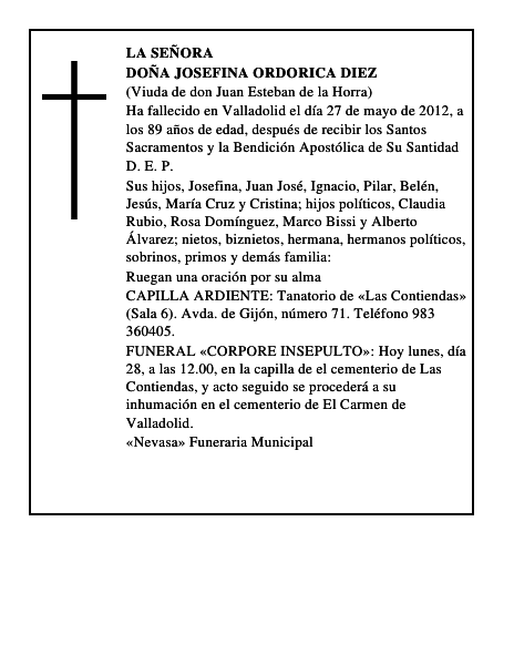 Doña Josefina Ordorica Diez