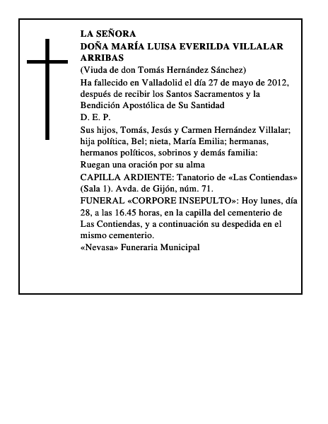 Doña María Luisa Everilda Villalar Arribas