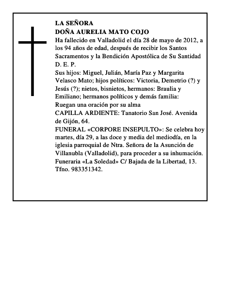 Doña Aurelia Mato Cojo
