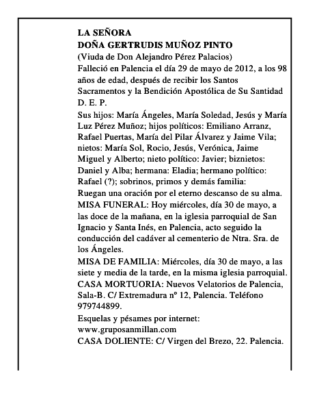 Doña Gertrudis Muñoz Pinto