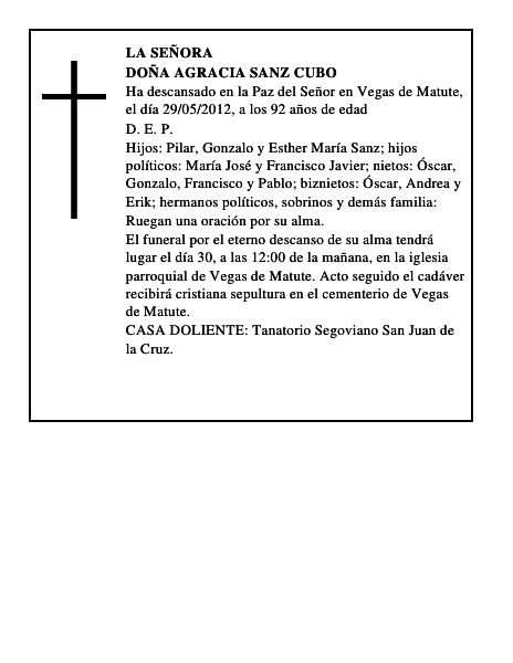 Doña Agracia Sanz Cubo