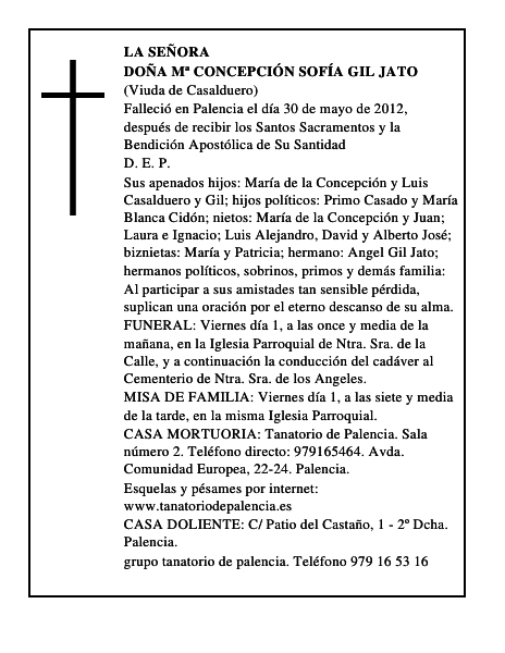 Doña Mª Concepción Sofía Gil Jato
