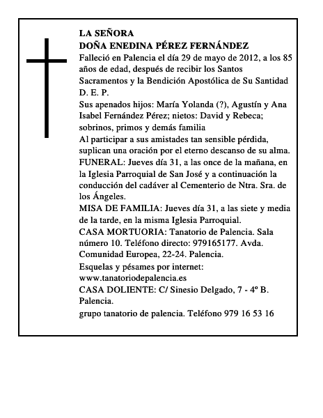 Doña Enedina Pérez Fernández