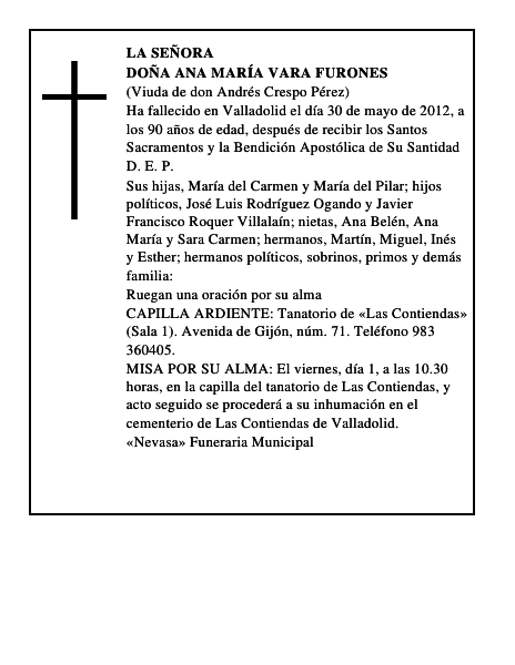 Doña Ana María Vara Furones