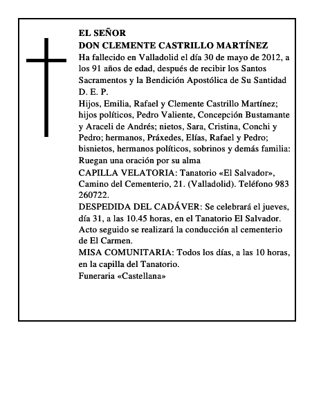 Don Clemente Castrillo Martínez