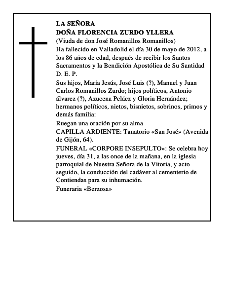 Doña Florencia Zurdo Yllera