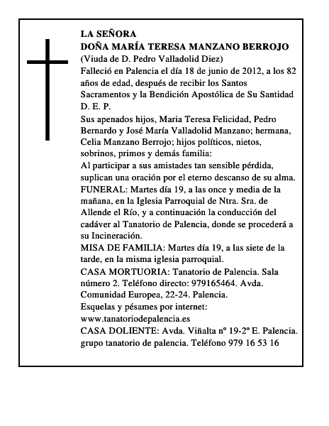 Doña María Teresa Manzano Berrojo