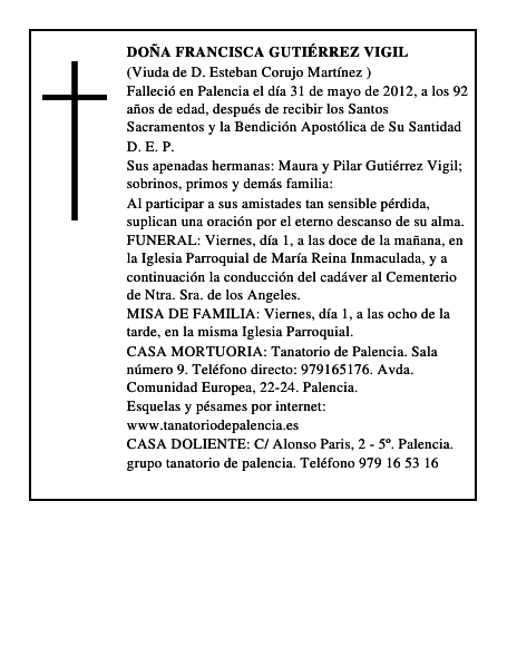 Doña Francisca Gutiérrez Vigil