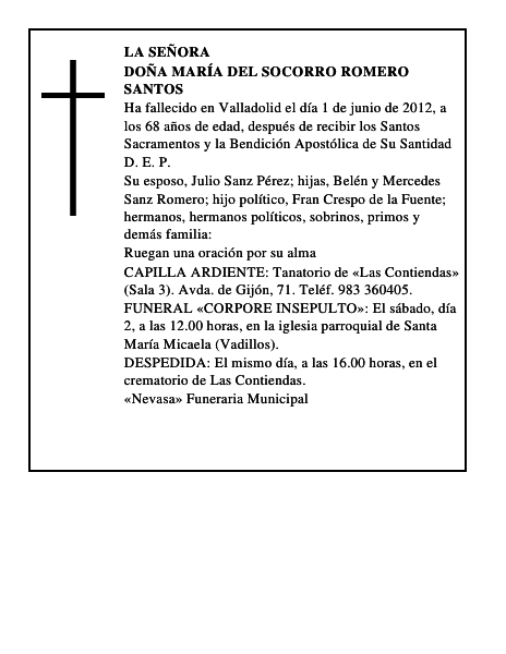 Doña María del Socorro Romero Santos