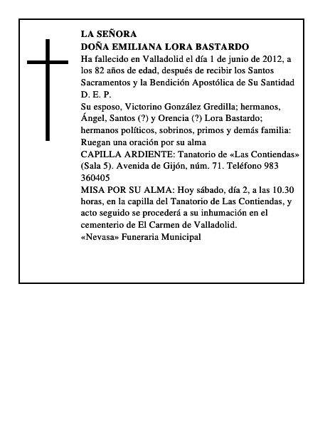 Doña Emiliana Lora Bastardo