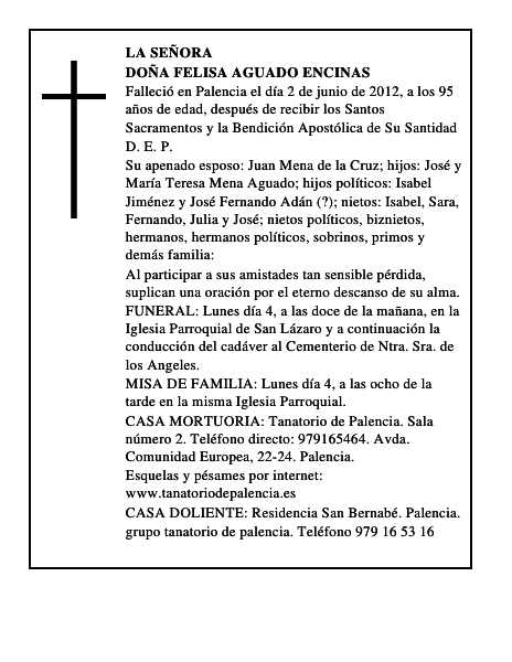 Doña Felisa Aguado Encinas