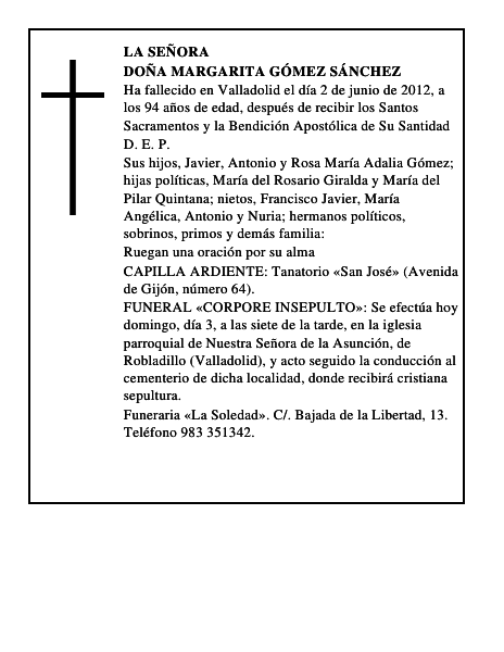 Doña Margarita Gómez Sánchez