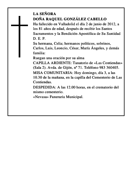 Doña Raquel González Cabello