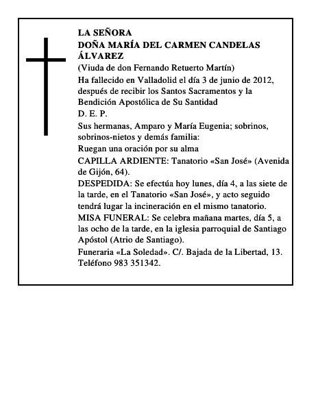 Doña María del Carmen Candelas Álvarez