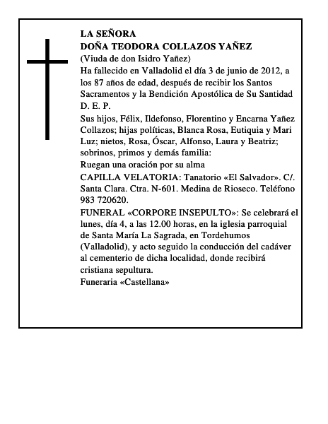 Doña Teodora Collazos Yañez