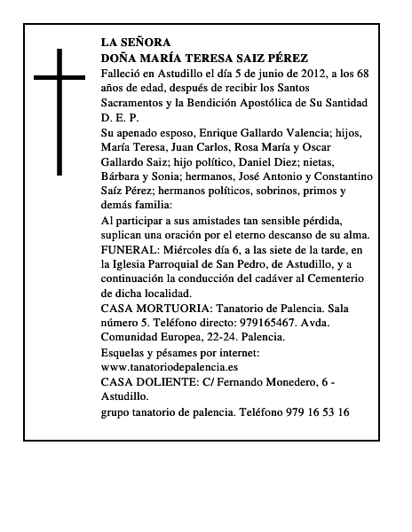 Doña María Teresa Saiz Pérez