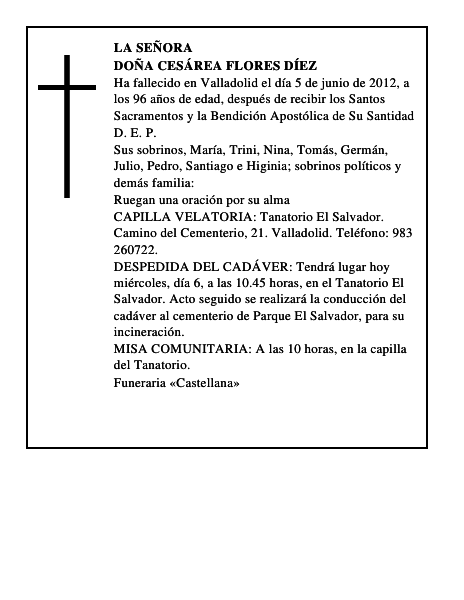 Doña Cesárea Flores Díez
