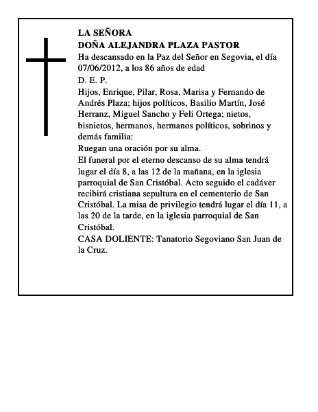 Doña Alejandra Plaza Pastor