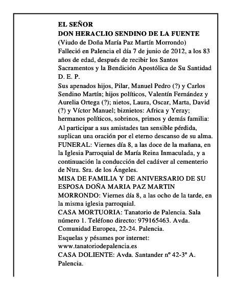 Don Heraclio Sendino de la Fuente