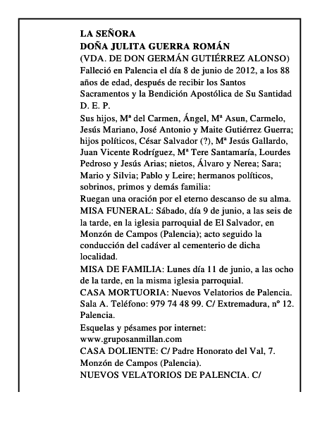 Doña Julita Guerra Román