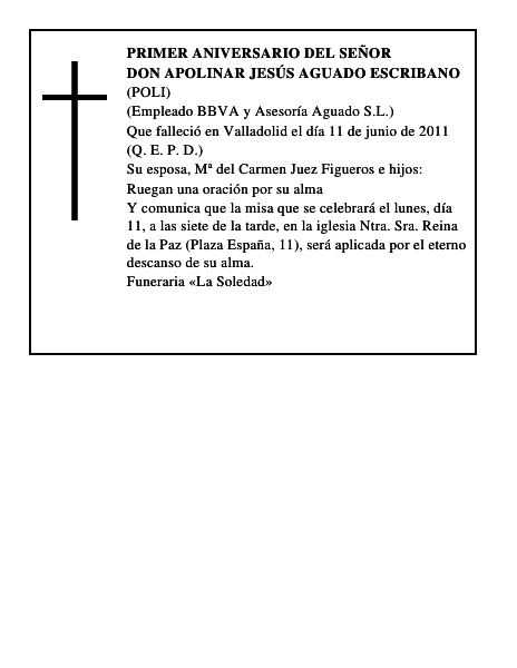 Don Apolinar Jesús Aguado Escribano