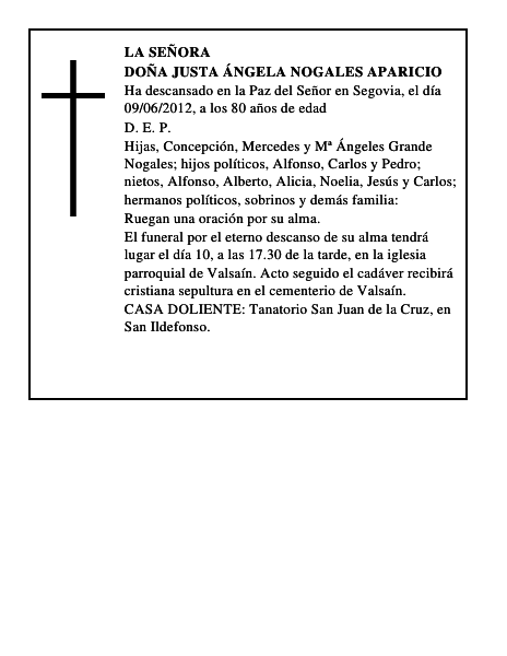 Doña Justa Ángela Nogales Aparicio