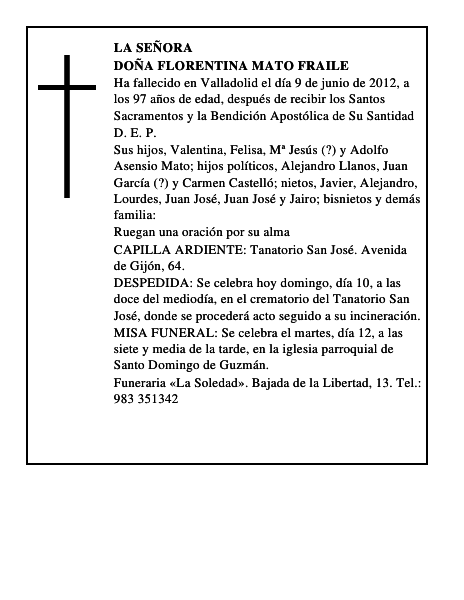 Doña Florentina Mato Fraile