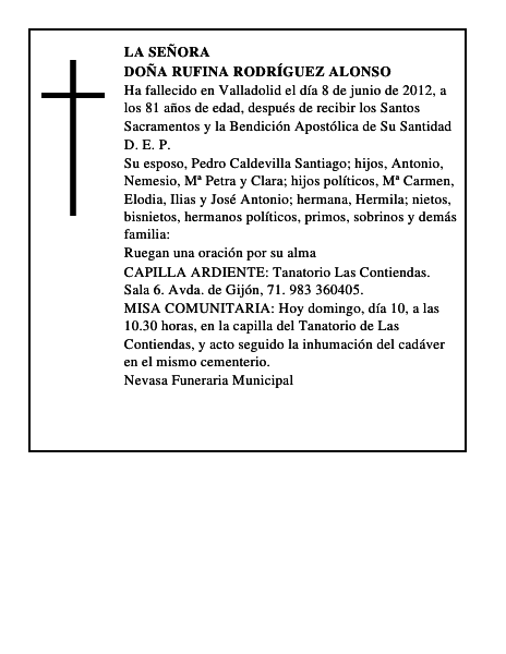 Doña Rufina Rodríguez Alonso