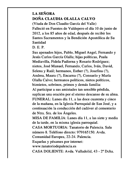 Doña Claudia Olalla Calvo