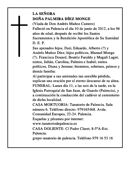 Doña Palmira Díez Monge