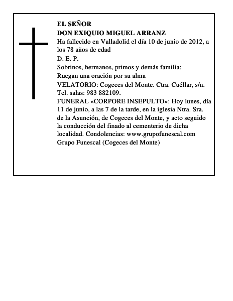Don Exiquio Miguel Arranz