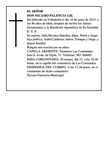 Don Nicasio Palencia Gil