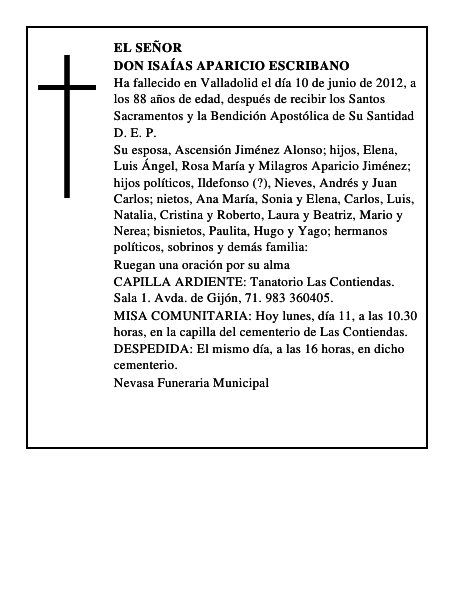Don Isaías Aparicio Escribano