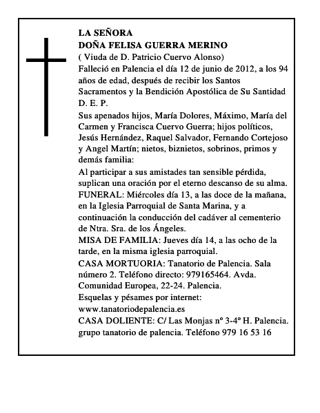 Doña Felisa Guerra Merino