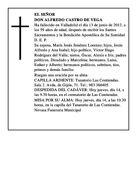 Don Alfredo Castro de Vega